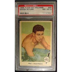 1959 FLEER TED WILLIAMS.  SMASH RETURN.  PSA 8