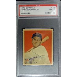 1949 BOWMAN #21  FRANK BAUMHOLTZ  PSA  NM7  ROOKIE