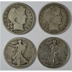 HALF DOLLAR: 1917-D OBV AG-G, 1936-D VF, 1906-D VG SCRATCH, 1893 G