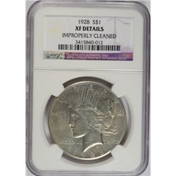 1928 PEACE DOLLAR NGC XF CLEANED