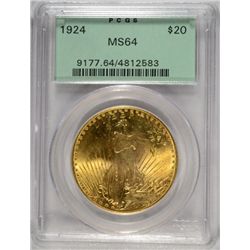 1924 $20.00 ST GAUDENS PCGS MS 64 GREEN LABEL