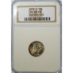 1928 D MERCURY DIME NGC MS 65 FB SUPERB!