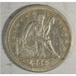 1854 ARROWS QUARTER SEATED CH AU