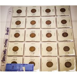 20 INDIAN HEAD PENNIES 1901-1907