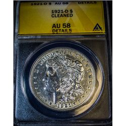 1921 D MORGAN DOLLAR AU58