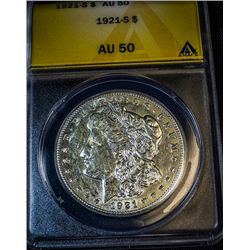 1921 S MORGAN DOLLAR AU50