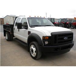 2008 FORD F450XL CREW CAB FLATBED, S/N 1FDXW46R68ED32934, 6.4L DIESEL, A/T, A/C, STEEL FLATBED BODY 