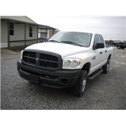 2009 DODGE R2500 CREW CAB 4X4 PICKUP, S/N 3D7KS28T79G530333, V8 GAS, A/T, A/C, 76,295 MILES