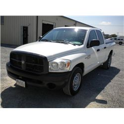 2009 DODGE R2500 CREW CAB PICKUP, S/N 3D7KR28T99G529860, V8 GAS, A/T, A/C, BED COVER, 72,067 MILES
