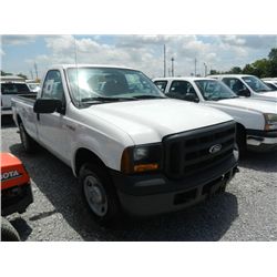 2006 FORD F250XL PICKUP , S/N 1FTNF20506EA59881, V8 GAS, A/T, A/C, LIFT GATE, 64,960 MILES
