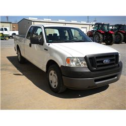 2008 FORD F150XL EXTENDED CAB PICKUP, S/N 1FTPX12V08FC22801, V8 GAS, A/T, A/C, 50,720 MILES