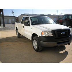 2008 FORD F150XL EXTENDED CAB 4X4 PICKUP, S/N 1FTPX14VX8FB30947, V8 GAS, A/T, A/C, 42,561 MILES