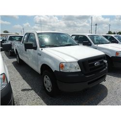 2008 FORD F150XL EXTENDED CAB 4X4 PICKUP, S/N 1FTPX14V38FC18867, V8 GAS, A/T, A/C, 58,454 MILES