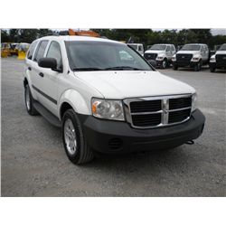 2008 DODGE DURANGO 4X4, S/N 1D8HB38N98F135700, V8 GAS, A/T, A/C, 85,823 MILES