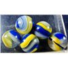 Image 1 : Marbles: Lot 27. 5 Blue/Yellow Popeye Corkscrews. 5/8" to 21/32". Mint 9.7 to 9.8