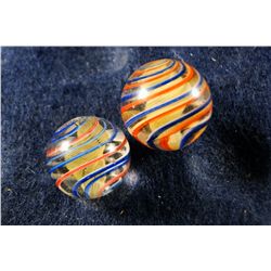 Marbles: Lot 43. 2 Swirls. Latticino Core. 5/8" & 11/16". Mint- 9.0.