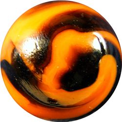 Marbles: Lot 48. Peltier Glass. NLR Tiger. 19/32". Mint 9.7.