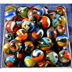 Marbles: Lot #65. 50 Peltier Rainbos and Tri-colors.