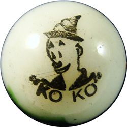 Marbles: Lot 110. Peltier Glass. Comic Marble. Koko. 21/32". Mint 9.7.