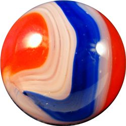 Marbles: Lot 114. Akro Agate. Red/Blue Popeye. 5/8". Mint 9.7.