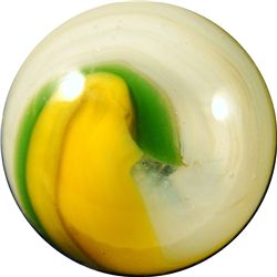 Marbles: Lot 115. Akro Agate. Green/Yellow Popeye. 11/16 . Mint 9.7.