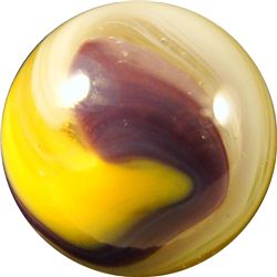 Marbles: Lot 116. Akro Agate. Purple/Yellow Popeye. 5/8". Mint 9.7.