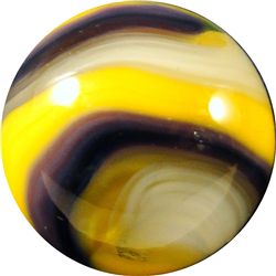 Marbles: Lot 117. Akro Agate. Purple/Yellow Popeye. 19/32". Mint- 9.1.