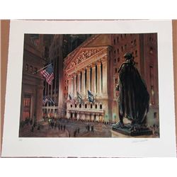 Kamil Kubik, Wall Street at Night, Signed Serigraph