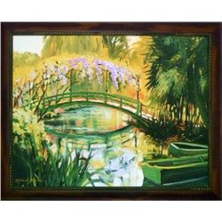 Michele Byrne, Monet's Japanese Bridge, Framed Canvas Print