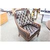 Image 2 : BROWN LEATHER TUFTED MAHOGANY FRAMED BENTWOOD CLUB CHAIR