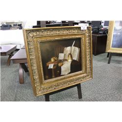 FRAMED STILL LIFE WITH A VOLUME OF 'ARTAMENE - CYRUS THE GREAT' NOVEL