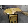 Image 1 : BURL TABLE, PICTURE & WOODEN BASE