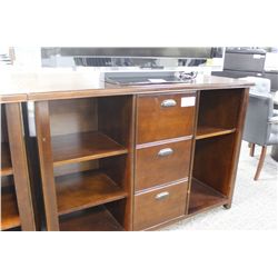 MAHOGANY 5' WALL UNIT C/W 3 FILE DRAWERS
