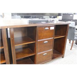 MAHOGANY 5' WALL UNIT C/W 3 FILE DRAWERS