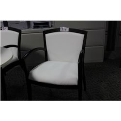 WHITE MAHOGANY FRAMED CLIENT CHAIR