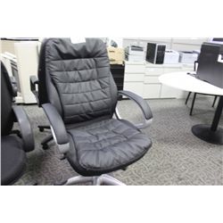 BLACK HIGH BACK LEATHER TILTER CHAIR