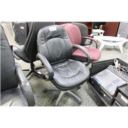 BLACK MID BACK LEATHER TILTER CHAIR