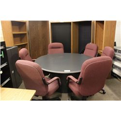 LOT OF BOOKCASES, TABLE, OFFICE CHAIRS AND MISCELLANEOUS OFFICE FURNITURE