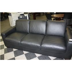 NATUZZI BLACK LEATHER 3-SEAT SOFA BED