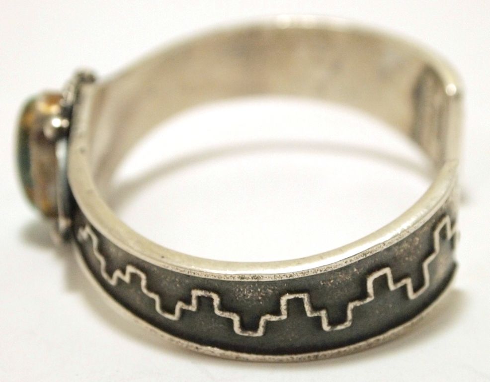 Old Pawn Navajo Kingman Turquoise Sterling Silver Offset Cuff Bracelet ...