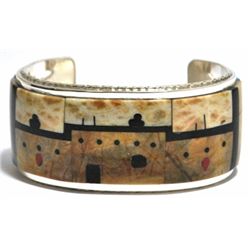 Zuni Multi-Stone Pueblo Sterling Sterling Silver Cuff Bracelet - Gilbert & Mildred Calavaza