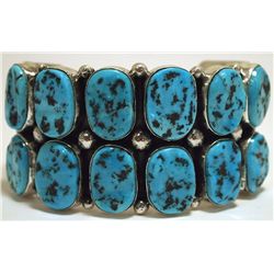 Navajo Sleeping Beauty Turquoise Sterling Silver Cuff Bracelet - Mary Ann Spencer