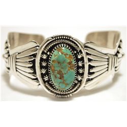 Old Pawn Navajo Persian Turquoise Sterling Silver Cuff Bracelet - Robert Kelly