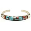 Image 1 : Zuni Multi-Stone Inlay Sterling Silver Cuff Bracelet - E Eustace - 16.8g