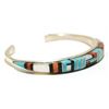 Image 2 : Zuni Multi-Stone Inlay Sterling Silver Cuff Bracelet - E Eustace - 16.8g