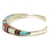 Image 3 : Zuni Multi-Stone Inlay Sterling Silver Cuff Bracelet - E Eustace - 16.8g