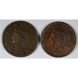 1834 FINE & 1837 VF LARGE CENTS