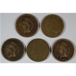 5- INDIAN HEAD CENTS (59,60,61,62,63) GOOD