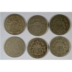 1866 W/RAYS SHIELD NICKEL VG & 5- 1867 N/RAYS SHIELD NICKEL FAIR- GOOD