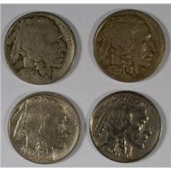 4- 1913 TYPE 2 BUFFALO NICKELS "GRADING SET" (GOOD,VF,XF,AU)